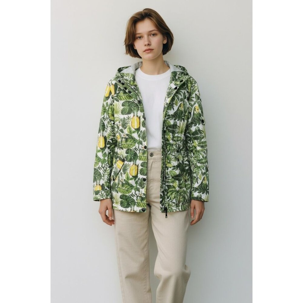 Urban Republic Girls Collection Waterproof Hooded Jacket W/ Tropical Lemon Print